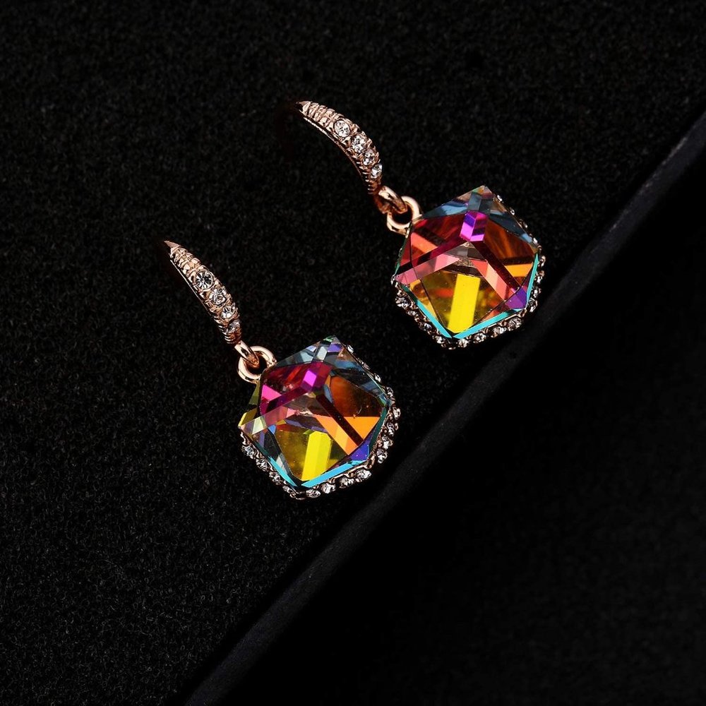 New Colorful Cubic Austrian Crystal Pendant Necklace Earrings for Women … - Picture 5 of 9